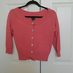INC coral cardigan with jeweled buttons